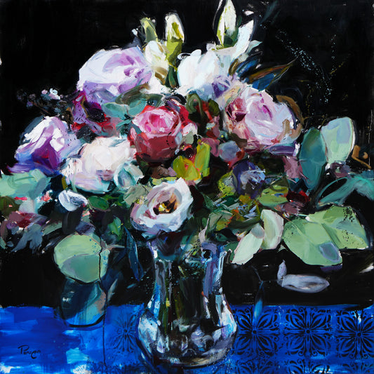 Lisianthus in eine Kristallvase